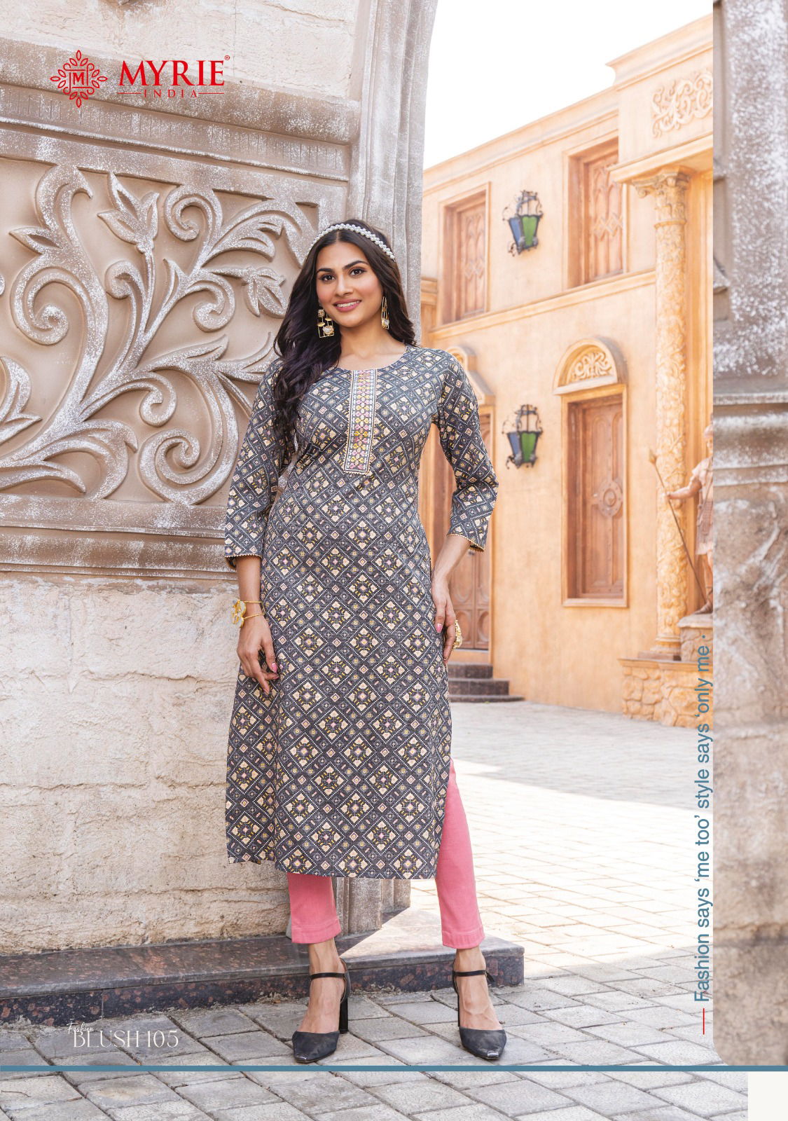 Myrie Fashion Blush Long Printed Kurtis Catalog
